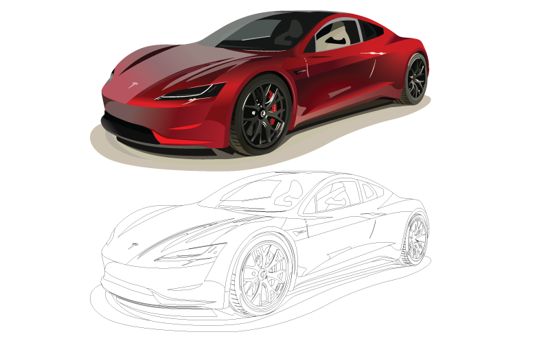 Tesla-Roadster-prototype Tesla Roadster prototype vector